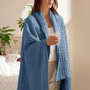 PHF 100% Cotton Waffle Weave Throw Blanket, Soft Lightweight Breathable Cozy Summer Throws for Couch Bed Sofa, Luxury Aesthetic Woven Blanket for Home Decor & Office, 50"x60", Captain's Blue by CozyNest Decor