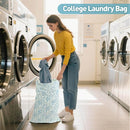 College Laundry Bag, Dirty Clothes Laundry Bag With Drawstring Handles For College Dorm Laundromat Apartment Travel Camp 29" X 18" Women Girls Back To School Birthdays Gift, Blue Florals by TinyTreasures Baby Boutique