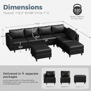 118.5" Faux Leather Modular Sectional Sofa, L Shaped Couch Set for Living Room, 7-Seater Comfy Cloud Couches with Storage Seat Black by CozyNest Decor