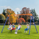 GIKPAL Swing Sets for Backyard, Outdoor Swing Set for Kids Ages 3-8, Outdoor Heavy-Duty Metal Swing Set with 2 Saucer Swings and a Double Ring Swing, 440 lbs Capability,Yellow-blue1,Medium,(YCQQJ01) by TinyTreasures Baby Boutique