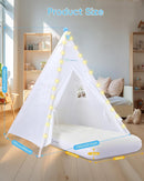 Teepee Tent for Kids with Inflatable Airbed, String Lights, Balloons, Pump, Washable Slumber Party Tent Indoor Outdoor for Girls Boys, Children Tipi Playhouse for Playtime and Sleepover by TinyTreasures Baby Boutique