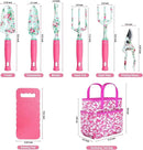 Gardening Tools, 8 Pcs Heavy Duty Floral Garden Tool Set Birthday Gifts for Women WANCHI Rose Red Gardening Kit (Garden Tool Bag Kneeling Pad Weeder Fork Hand Rake Pruning Shears Trowel Transplanter) by GreenHaven Gardens