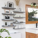 RICHER HOUSE 8 Set Floating Wall Mounted Shelves, Nursery Hanging Book Shelves with Lip for Storage, Gray Display Picture Ledge Shelf for Bedroom Bathroom Kitchen Living Room Wall Decor, Modern Grey by CozyNest Decor