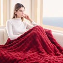 NEWCOSPLAY Faux Fur Throw Blanket Red Bubble Blanket Thick Warm Soft for Couch Sofa Bed 550GSM (Red, Throw(50"x60")) by CozyNest Decor
