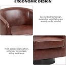 Swivel Barrel Accent Chair, Modern Round Faux Leather Arm Chair for Living Room, Bedroom, Comfy Club Reading Chairs for Adults(Faux Leather, Red Brown, Set of 1) by CozyNest Decor