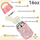 Soup Thermo for Hot Food Kids 16oz Insulated Food Jar Leakproof Thermo Lunch Container for Kids Wide-Mouth Stainless Steel Lunch Box for School with Handle Folding Spoon(3+) by TinyTreasures Baby Boutique