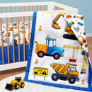 3 Piece Baby Boy Crib Bedding Set Construction Theme Baby Comforter Set for Crib Nursery Bed Set Decor with Fitted Crib Sheet, Comforter and Skirt for Boys Girls (Construction) by TinyTreasures Baby Boutique