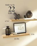 BAYKA Floating Shelves, 22.5" Wall Mounted Wood Shelves for Bathroom, Bedroom, Living Room, Kitchen, Hanging Shelf for Books/Storage/Decor (Oak-Toned,Set of 2)