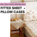 DaDa Bedding Hint of Mint Dainty Cottage Floral Roses Cotton Fitted Sheet w/ Pillow Case (3036)