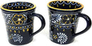 Encantada Handmade Hand-Painted Authentic Mexican Pottery Mugs (2-Pack, Blue Helecho) by CozyNest Decor