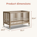 EvoNest Baby Crib, 11 in 1 Convertible Mini Crib with Wheels, 100% New Zealand Wood Growing Bed, 4 Adjustable Mattress Height ，Walnut Brown by TinyTreasures Baby Boutique