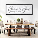 Give It To God And Go To Sleep Sign Wall Decor 40x15 Inch Large Farmhouse Master Bedroom Above Bed Hanging Wall Art Rustic Guest Room Wood Framed Over Bed Wall Decoration (Black) by CozyNest Decor