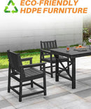 Patio Dining Chair Set of 2, HDPE Outdoor Dining Chair, Ergonomic HDPE Dining Chairs with Deep Seating, All Weather Outdoor Chairs Furniture for Backyard, Deck, Garden, Poolside, Obsidian by CozyNest Decor