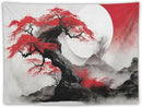 Cherry Blossoms Tapestry, Japanese Red Landscape Asian Abstract Art, Bedroom Living Room Decor 40"x30" by CozyNest Decor