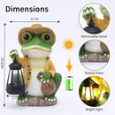 Solar Garden Outdoor Frog Statue 10 inches Tall - with Handheld Lanterns - Detachable - Patio, Balcony, Shelf, Tabletop, Lawn Decoration - Unique Housewarming, Birthday, Thanksgiving, Mom Gifts by CozyNest Decor