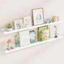 Fun Memories Picture Ledge Shelf for Wall, 48 inch Pine Wood Nursery Book Shelves Set of 2- Wall Book Shelves for Kids Room, Home Decor - Kitchen Spice-White by TinyTreasures Baby Boutique