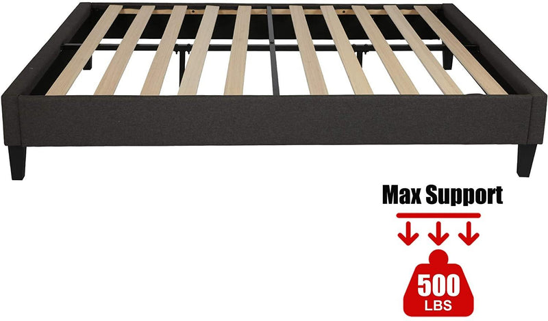 14 Inch Upholstered Platform Bed Frame Mattress Foundation with Wood Slat Support No Box Spring Needed Dark Gray (Full)