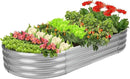 Raised Garden Bed Galvanized Planter Box Outdoor, 5ft Oval Large Rot-Resistant Metal Garden Bed Planter for Vegetables Flower Herb (Silver) by GreenHaven Gardens