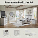 26" Tall Farmhouse Nightstand Set of 2, 3 Drawers End Table w/Charging Station, 23.6" Wide Large Side Table w/Roman Column, Wood Rustic Sofa Table for Bedroom, White by CozyNest Decor