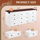 WLIVE Farmhouse Dresser for Bedroom, 63" Wide 9 Drawer Dresser Storage Organizer, Wood Chest of Drawers for Bedroom, TV Stand for 70 inch TV, for Living Room, Hallway, Ball Bearing Slide (White) by CozyNest Decor
