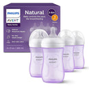 Philips Avent Natural Baby Bottles with Natural Response Nipples (Medium Flow, Flow 3), 9oz, Purple, 4-Pack, SCY903/34 by TinyTreasures Baby Boutique