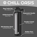 Chill Oasis Water Bottle | Compatible With Popular Flavor Cartridges | BPA Free, Leak Proof, Double-Walled Vacuum Insulated Stainless Steel, and Dishwasher Safe | Cold for 24 Hours (Black, 22oz) by CozyNest Decor