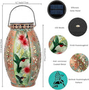 Hummingbird Solar Lanterns Outdoor Waterproof,Stained Glass & Metal Solar Lantern,Hanging Solar Lantern with Hollowed-Out Design,Hummingbird Tabletop Lamp Solar Lights for Yard Garden Patio by GreenHaven Gardens