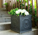 Kante Square Lion Head Concrete Planter, Classic English Style Plant Pot with Drainage Hole and Rubber Plug for Indoor Outdoor Garden Patio Home, 12.6"x12.6"x12.6" Gravel Gray by GreenHaven Gardens
