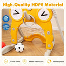 Costzon Toddler Basketball Hoop, 4-in-1 Kids Sports Activity Center with Rim, Soccer Goal, Golf, Ring Toss, Height Adjustable Kids Basketball Hoop with Fillable Base for Indoor Outdoor (Yellow Deer) by TinyTreasures Baby Boutique