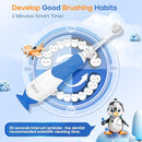SEAGO Toddler Electric Toothbrushes for Baby Ages 0-3 Years, Baby Toothbrush with Smart Timer and Suction Base, 4 Replacement Brush Heads SG-513 (Navy-C) by TinyTreasures Baby Boutique