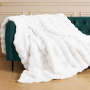 White Faux Rabbit Fur Throw Blanket for Bed Living Room 50x60 Thick Soft Throw Blanket Fluffy Bed Furry Best Housewarming Home Gifts 860 GSM by CozyNest Decor