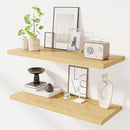 36" Floating Shelves for Wall, 12" Deep Slim Oak Floating Shelves, Wall-Mounted Shelves for Bedroom, Living Room, Kitchen, Bathroom - Set of 2 by CozyNest Decor