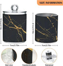 2 Pack Qtip Holder Organizer Dispenser Gold Black Marble Texture Bathroom Storage Canister Cotton Ball Holder Container for Cotton Pads/Swabs/Floss by CozyNest Decor