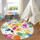 STARUIA Colorful Round Kids Rug 5 Ft, Machine Washable Rug for Playroom, Non-Slip Circle Rugs for Classroom, Soft Circular Carpet Handprints and Footprints Play Mat for Nursery Bedroom Preschool by CozyNest Decor