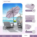 Midtown Umbrellas 10-Year-No-Fade - 8 Ft - UV Proof Purple/White Stripes Fabric - Umbrella Outdoor Patio, Auto-Tilt Aluminum Frame Patio Umbrella for Garden, Pool & Deck - Black Pole by GreenHaven Gardens