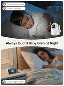 bonoch Add-on Baby Camera Unit for BBM14/BBM16, 1440p HD Video Baby Monitor Camera No WiFi, Security Split-Screen, Auto Night Vision, 4X Zoom, 2-Way Audio, Temperature Sensor, 3 White Noise 3Lullabies by TinyTreasures Baby Boutique