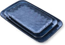 vicrays Ceramic Rectangle Serving Platters - 14" 12" 10" Porcelain Serving Trays Plates for Party BBQ Appetizers Sushi Dessert - Microwave Oven and Dishwasher Safe - Set of 3 Blue by CozyNest Decor