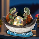 Solar Turtles Boating Garden Statue with Ball Light 5.5" Resin Turtle Figurines Outdoor Statues for Garden Patio Porch Yard Lawn Women Kids Men by GreenHaven Gardens