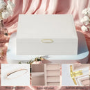 Jewelry Box Organizer for Women,White 2 Layer jewelry Stoarge Case,Built in Necklace Hook and Detachable Jewelry Tray,Indoor Jewelry Display Box by TinyTreasures Baby Boutique