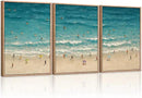 HLNIUC Summer Beach Canvas Wall Art,Modern Minimalist Coastal Landscape Wall Decor Set of 3(16”x24”) Blue Abstract Ocean Wall Painting, Summer Swimming in the Sea Art Print for Living Room,Bathroom by CozyNest Decor
