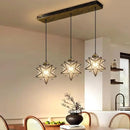 Glam Chandelier 3 Lights Glass Star Pendant Lights for Dining Table Kitchen Island Modern Ceiling Hanging Lights Included LED Warm Light Bulbs Oiled Bronze by CozyNest Decor