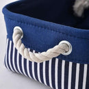 TcaFmac Small Storage Baskets [6 Pack] - Navy Blue Rectangular Storage Bins with Blue Stripes by CozyNest Decor