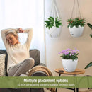 10 inch Self Watering Hanging Planters, 2 Pack Hanging Baskets for Indoor Outdoor Plants, Hanging Flower Pots with Drainage Holes and 2 Kinds of Plant Hangers for Garden Decor, Speckled White
