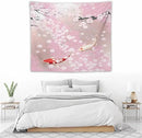 Houselerax Japanese Koi Fish Tapestry, Cherry Blossoms Asian Oriental Pink Flower Branch Koi Fish Carp Tapestries Wall Hanging for Bedroom Living Room Office Decor 60"x50" by CozyNest Decor