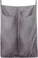 100% Pure Linen Dual Hanging Laundry Bag with 2 Deep Pocket and 2 Side Zipper 20x27in, Over The Door Laundry Hamper Space Saving Hampers for Dirty Clothes Home Travel, Grey by CozyNest Decor