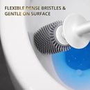 Silicone Toilet Brush and Holder Set with L-Shaped Brush Head, Wall Mounted Toilet Brush Set with Long Non-Slip Handles, Compact Toilet Bowl Cleaner Brush Suitable for RV Trailers & Bathroom (1 Pack) by CozyNest Decor