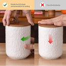 JOJUNO White Ceramic Canister Set with Wooden Lid, 3-Piece Airtight Food Storage Jars for Kitchen Counter - Flour, Sugar, Coffee, Tea, Spice - Small, Medium, Large Sizes - Stone Texture by CozyNest Decor