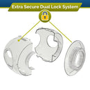 Child Safety Door Knob Cover (4 Pack) Hard-to-Remove Dual-Lock Door Handle Covers for Kids - Reusable Baby Proof Door Knob Locks - Installs Easily, No Tools Needed (Clear) by TinyTreasures Baby Boutique