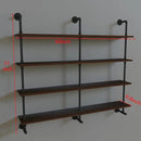 Industrial Pipe Wall Shelves Pipe Shelving with Real Wood Plank,60 Inches Floating Shelves for Wall Farmhouse Pipe Book Shelves Dark Brown 4 Tier for Kitchen,Living Room Decor and Bar Shelving by CozyNest Decor