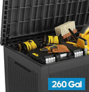 Large Deck Box 260 Gallon, Resin Patio Storage Box with Lockable Lid for Patio Furniture, Garden Tools, Pool Accessories, Weatherproof Outdoor Storage Bin, Black by CozyNest Decor